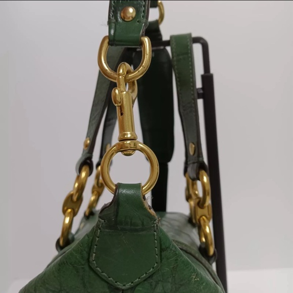 RARE Emerald Green Coach Ashley Embossed Leather Croc Alligator Handbag Xbody - Picture 6 of 16